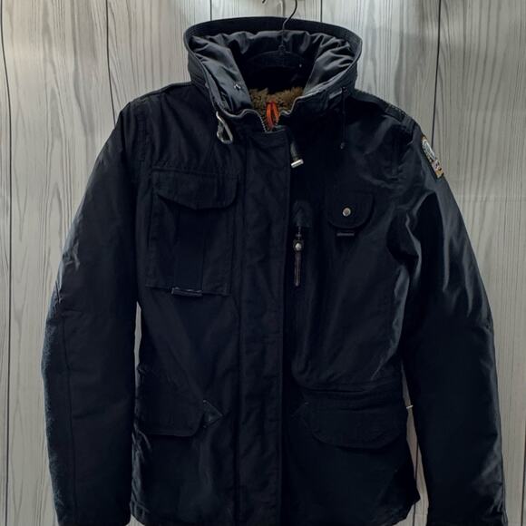 Parajumpers Jacket Coat Womens Size Small Masterpiece Denali Down Black Hooded - Picture 1 of 16